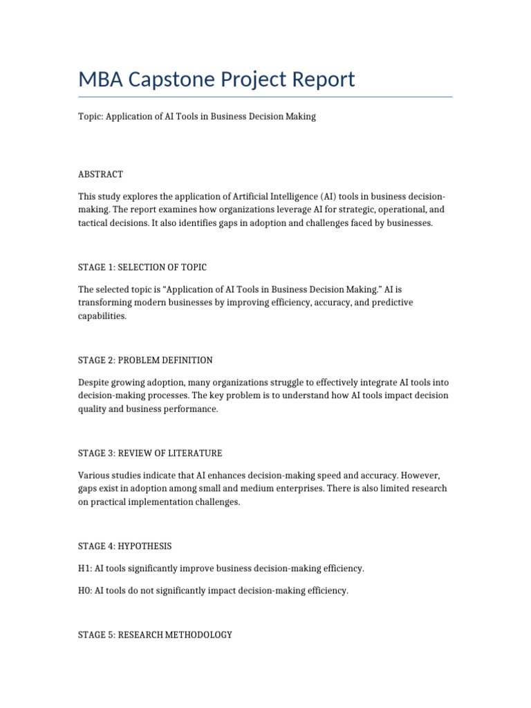 MBA Capstone AI Project | PDF
