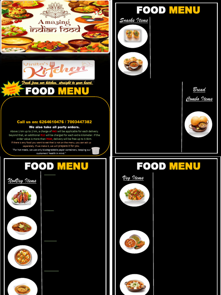 Vinita's Kitchen Food Menu | PDF