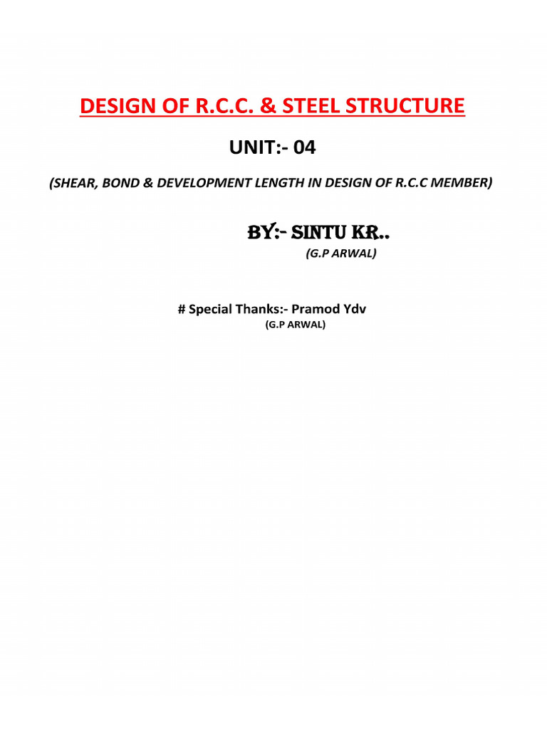 Design of RCC & Steel Unit 4 (JRS) | PDF