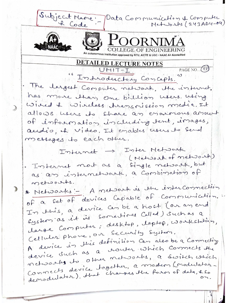 DCCN Unit 1 Notes | PDF