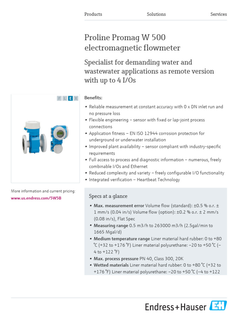 Endress-Hauser Proline Promag W 500 5W5B en | PDF | Sensor