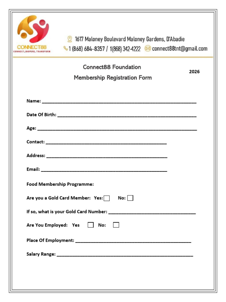 Connect 88 Membership Form 2026 UPDATED | PDF