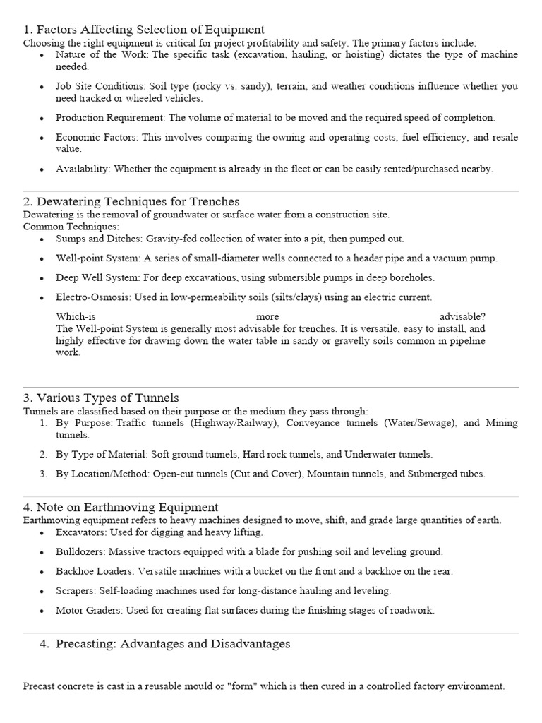Factors Affecting Selection of Equipment | PDF | Crane (Machine) | Concrete