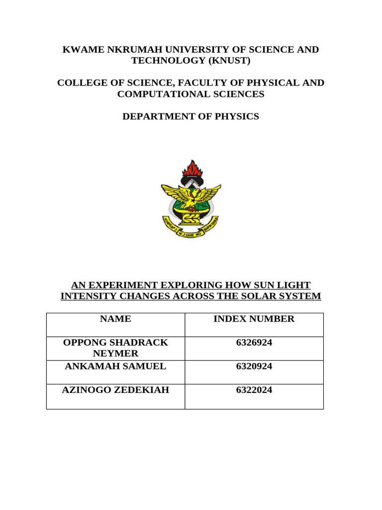 Light Intensity Report | PDF
