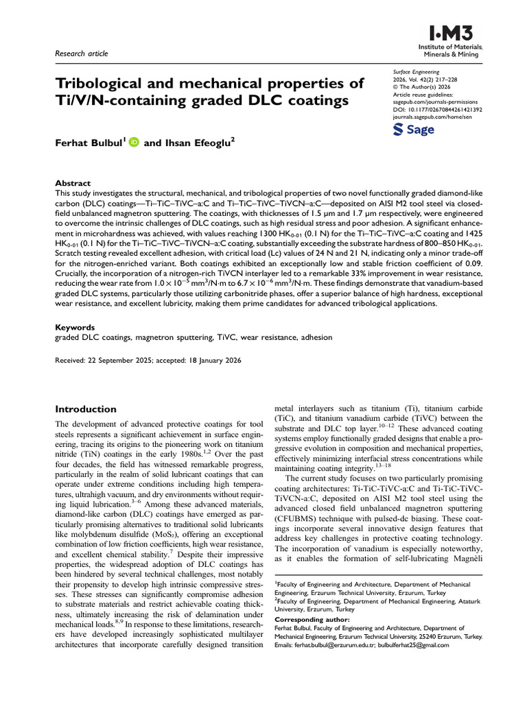 Tribological and Mechanical Properties of TiVN-containing Graded DLC ...