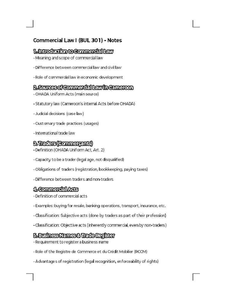 Commercial Law I Notes Phoenix | PDF