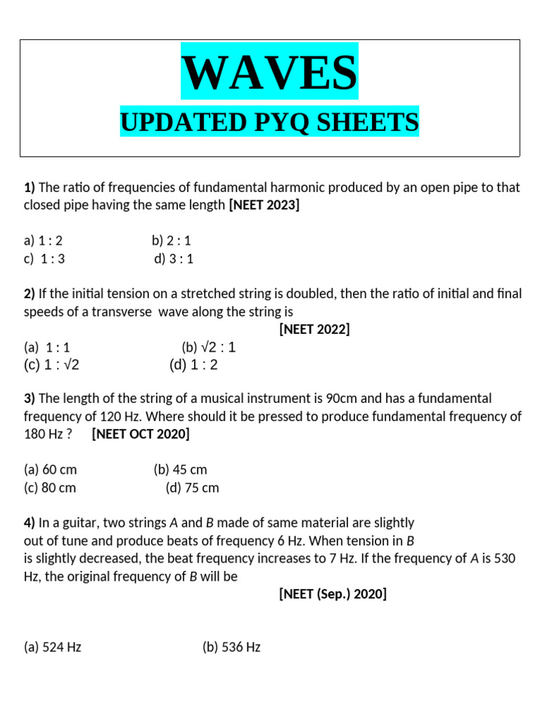 Waves | PDF | Harmonic | Frequency