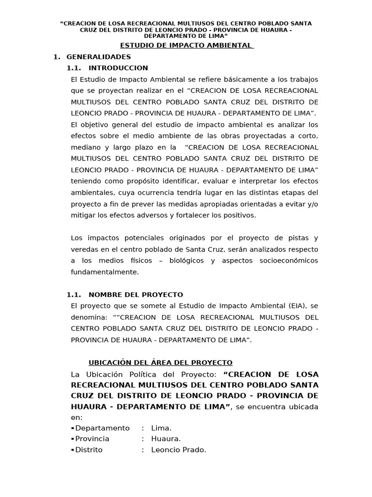 EIA | PDF | Evaluación de impacto ambiental | Entorno natural