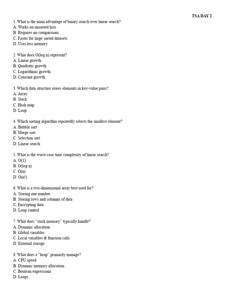 TSA Tuesday Questions | PDF