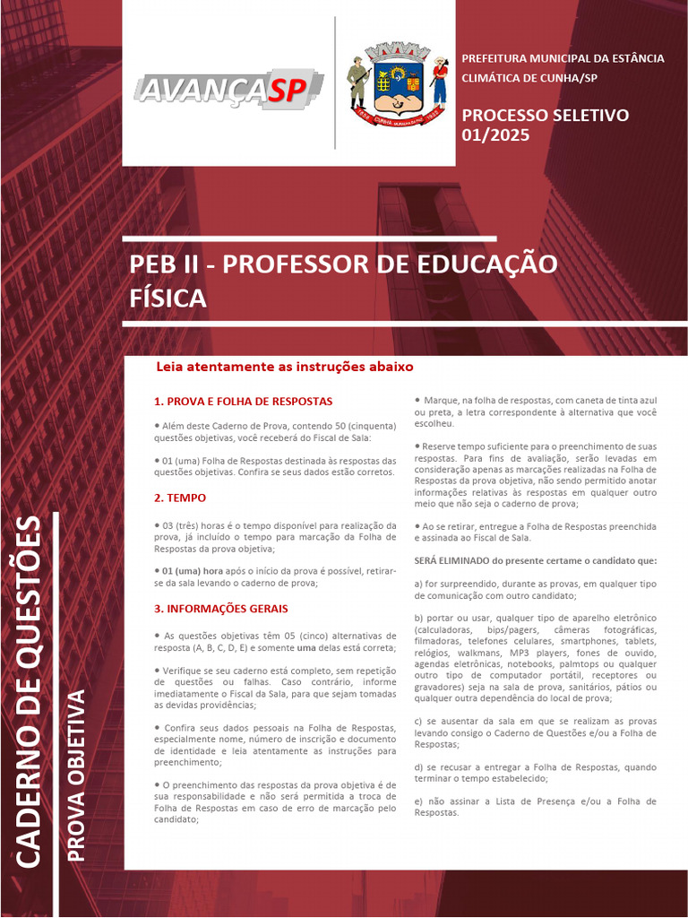 Peb II Professor de Educacao Fisica | PDF