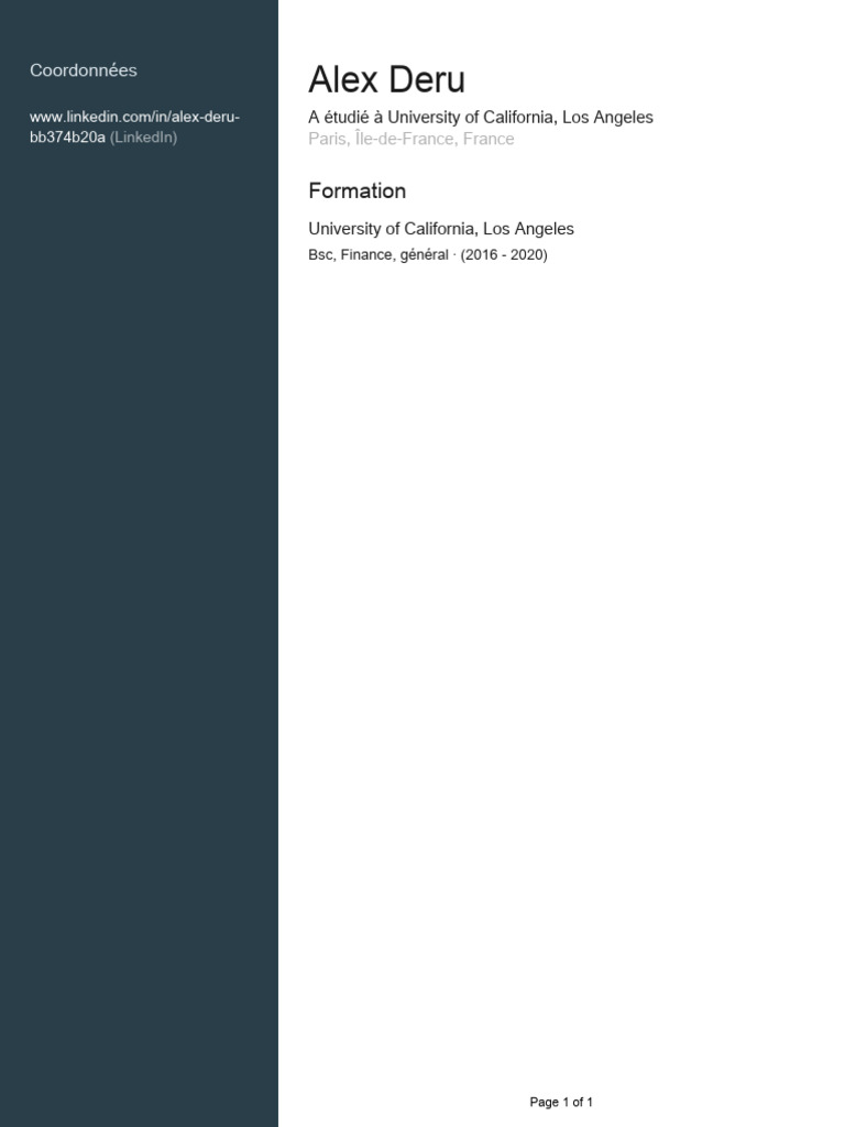 Alex Deru: Formation | PDF