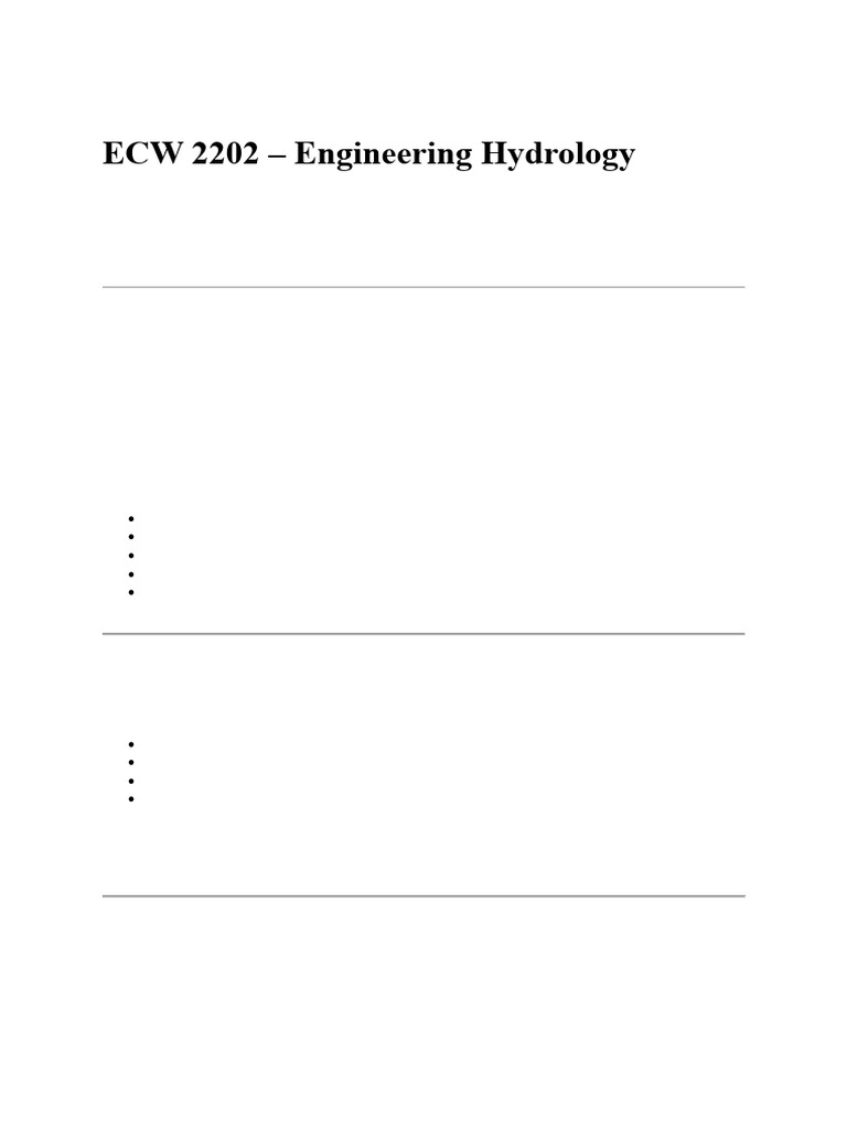 ECW 2202 - Lecture One | PDF | Hydrology | Drainage Basin