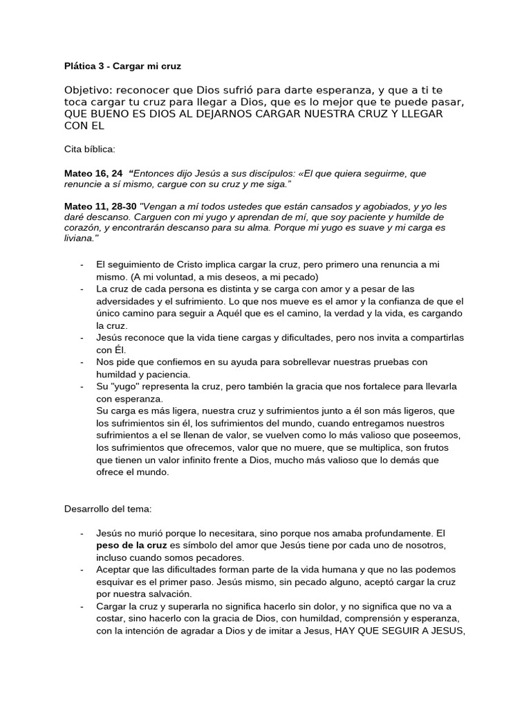 Plática. Cargar Mi Cruz | PDF