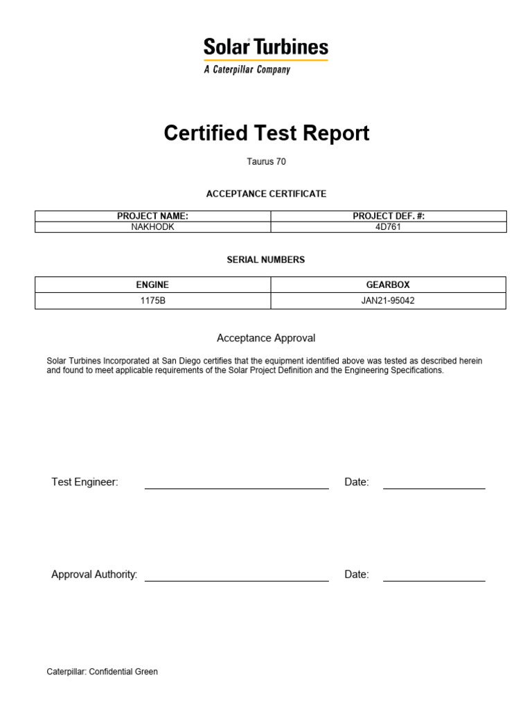 E19006-PO-003 Turbine Engine Performance Test Report - PN Engine 4D761 ...