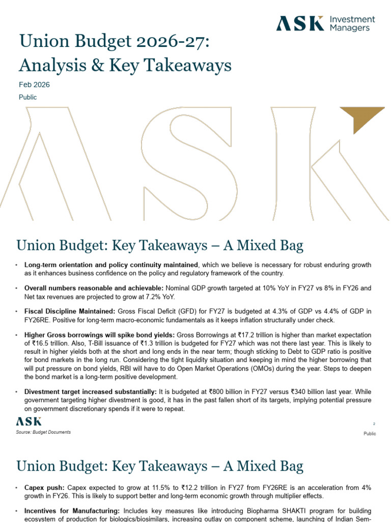 Union Budget Analysis - Feb 2026 | PDF