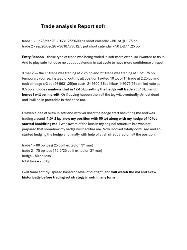 Trade Analysis Report Sofr | PDF