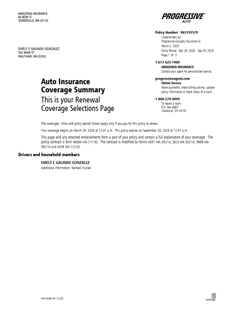 Coverage Selection Form | PDF