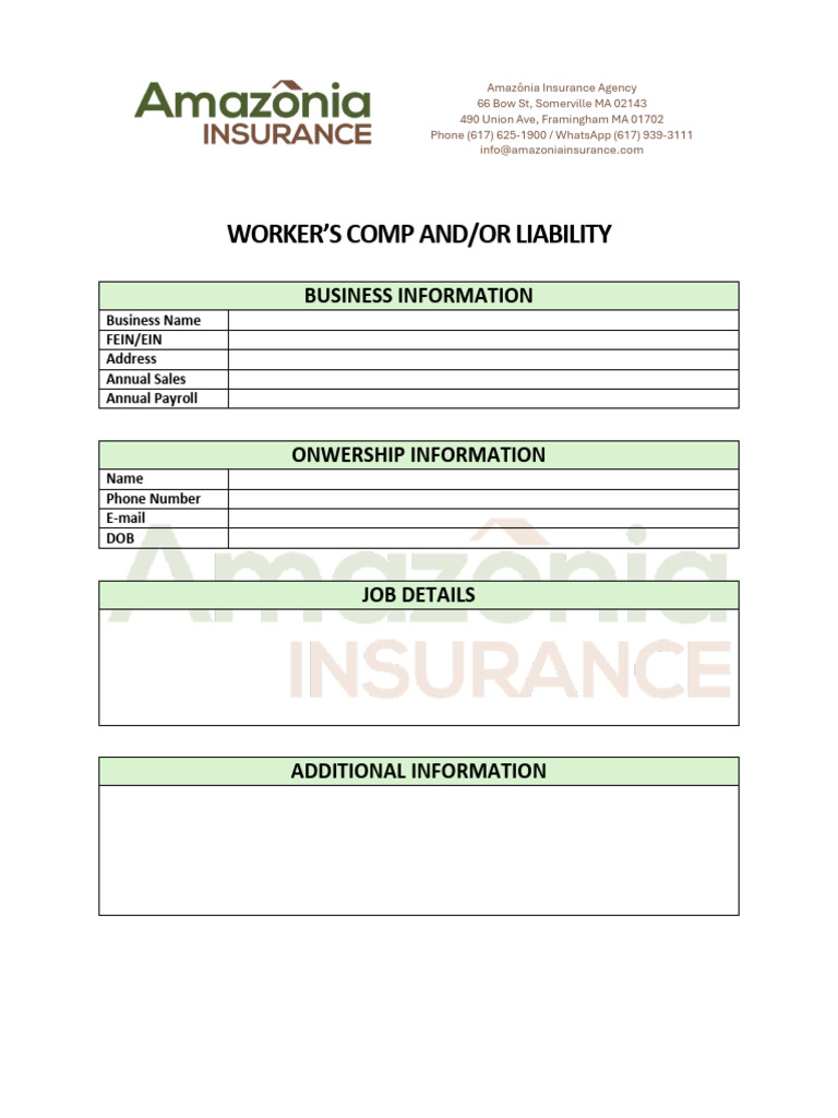 WC and Liab Intake Form | PDF
