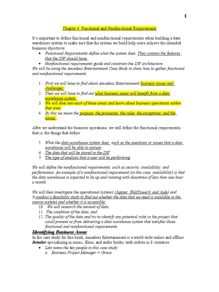 DW - Chap 20  PDF  Data Warehouse  Databases For Data Warehouse Business Requirements Template