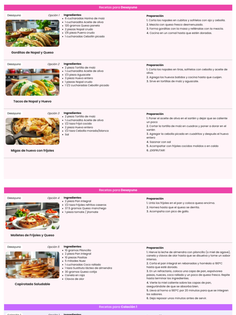Menú de 1500 Kcal para Cuaresma | PDF