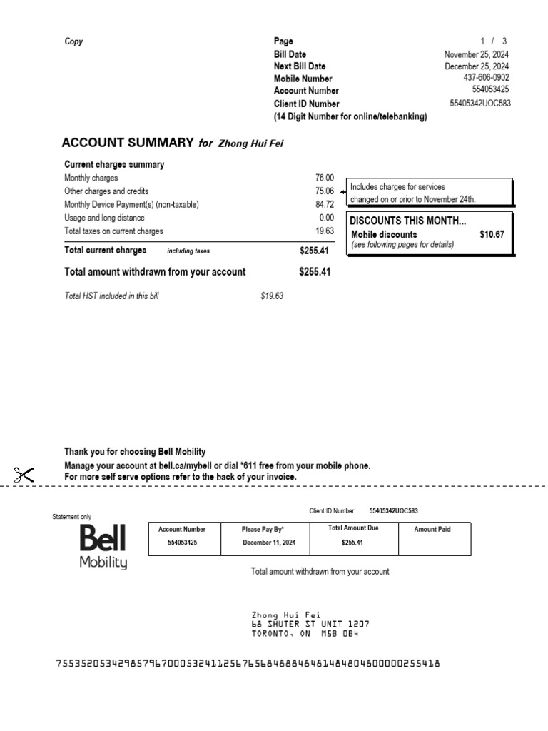 Bell Mobile Bill | PDF