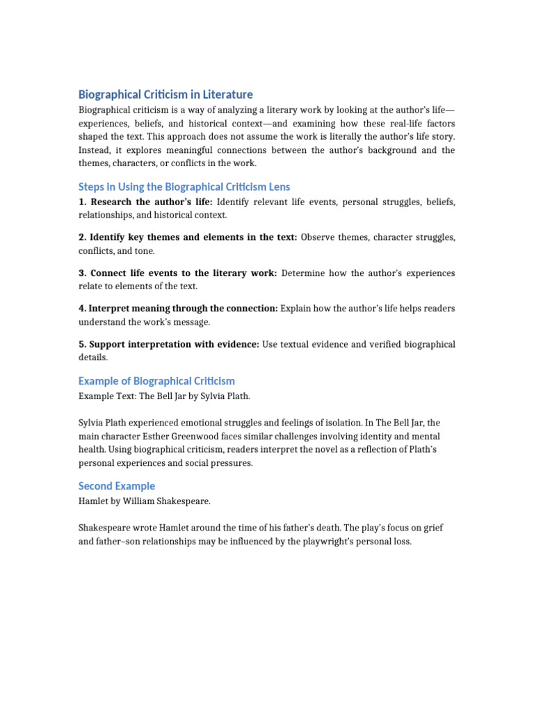 Biographical Criticism | PDF