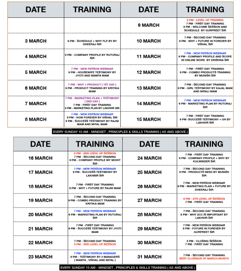 March Schedule 2026 | PDF