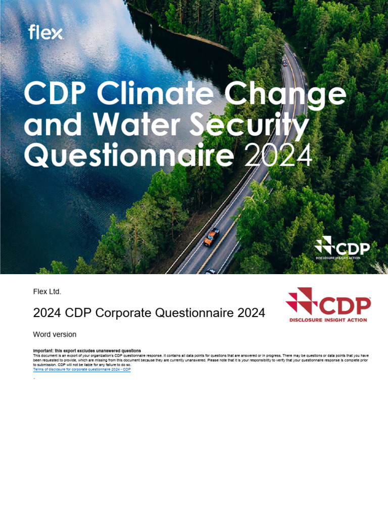 CDP Climate and Water Security Questionnaire 2024 | PDF