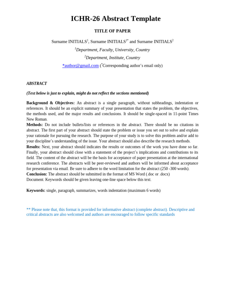Ichr 26 Abstract Template | PDF