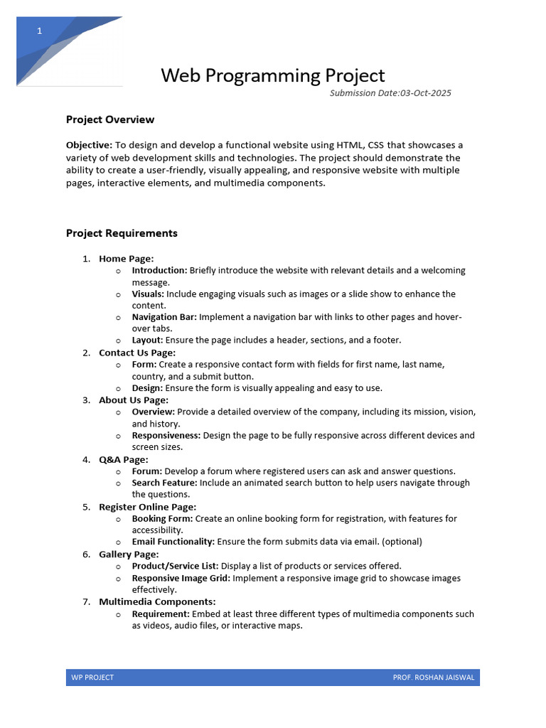 Web Programming Project Sem3 2025 | PDF