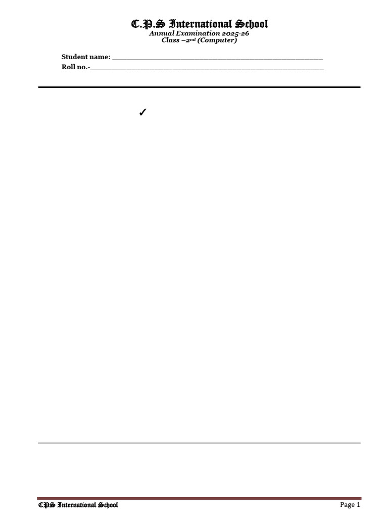 2nd Class Computer Paper | PDF