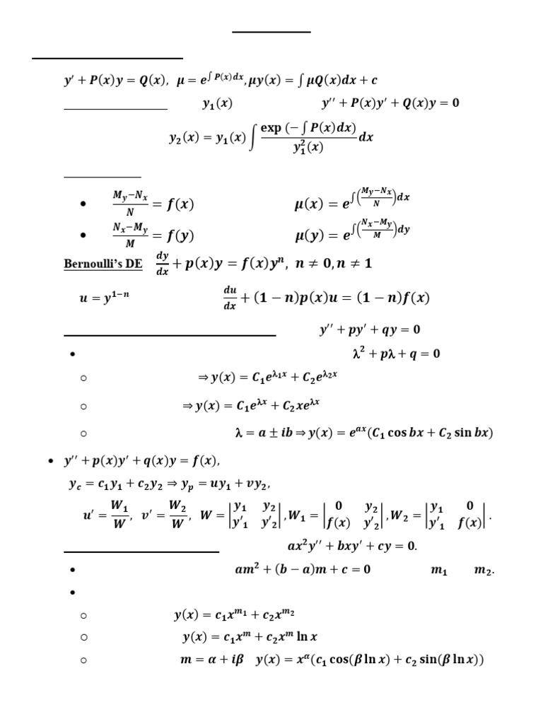 Formula Sheet - Final Exam | PDF