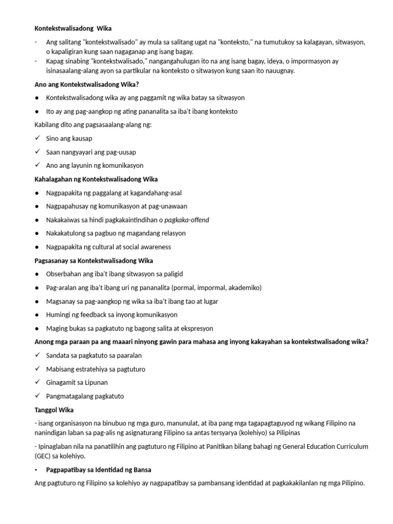 Filipino Notes | PDF