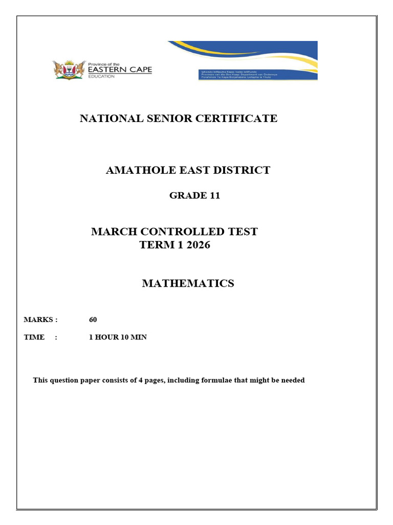 Grade 11 Term 1 Controlled Test 2026 - 093741 | PDF