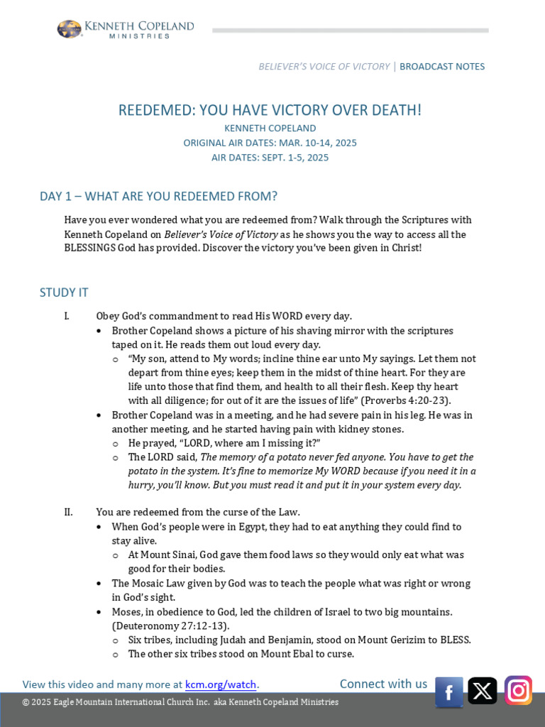 BNT250901 Broadcast Notes Kenneth Copeland-Trk-20250807 | PDF | Jesus ...