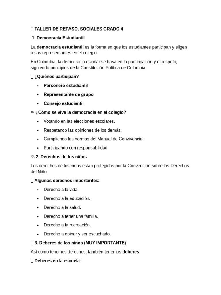 Taller de Repaso Sociales 4 2026 | PDF