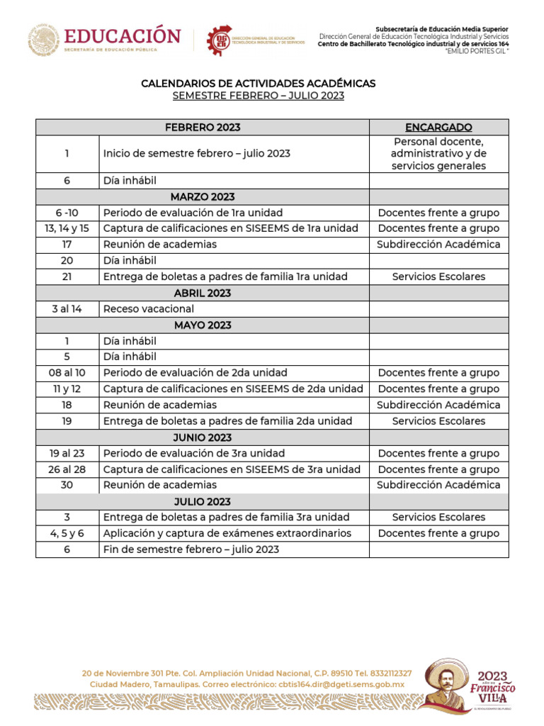 Calendario de Actividades Academicas 2-2022 | PDF