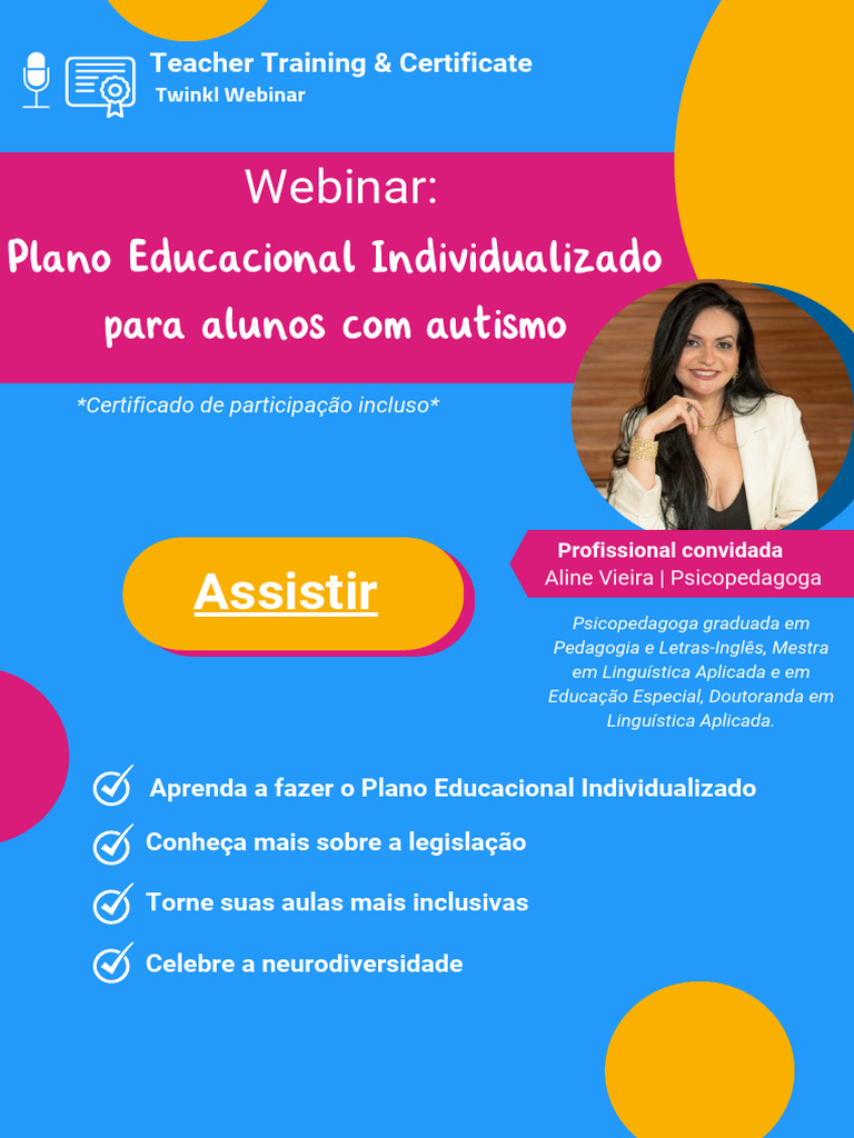 Webinar Plano Educacional Individualizado Para Alunos Com Autismo | PDF