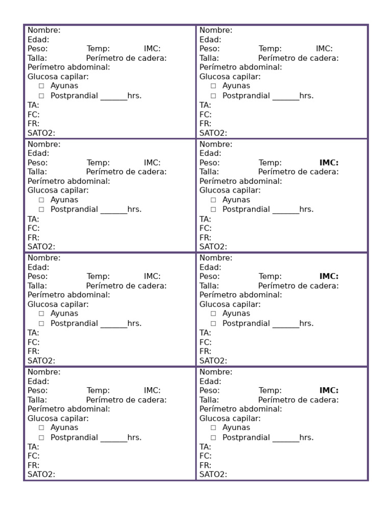 Formato Signos Vitales | PDF