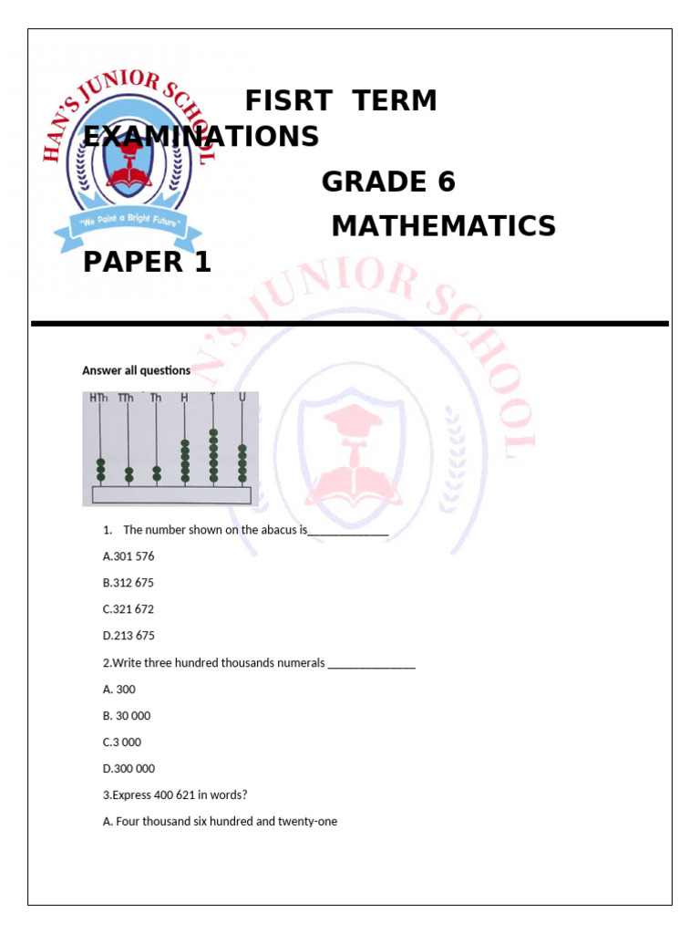 Mathematics Paper 1 | PDF