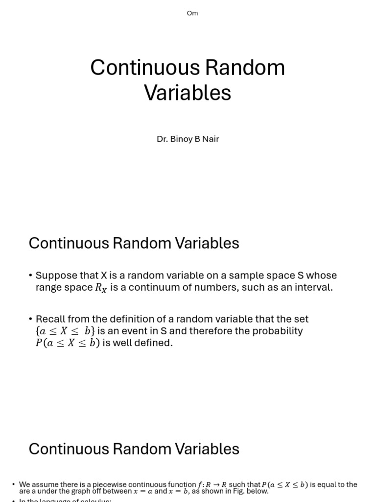 DS 08 Continuous Random Variables | PDF | Probability Distribution ...