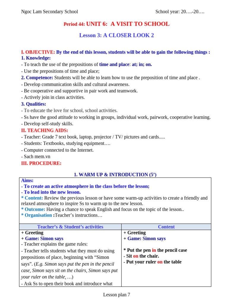 Unit 6 - Lesson 3 - A Closer Look - 2 | PDF