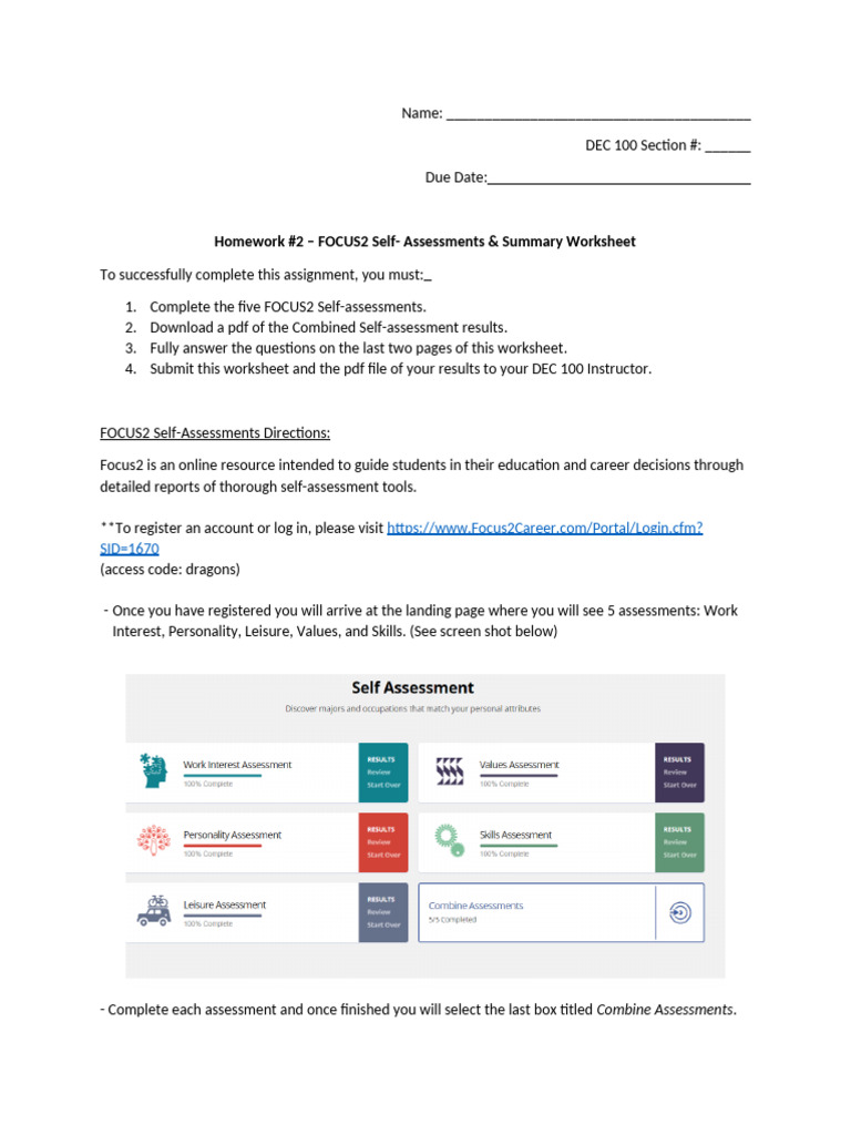 FOCUS Worksheet | PDF