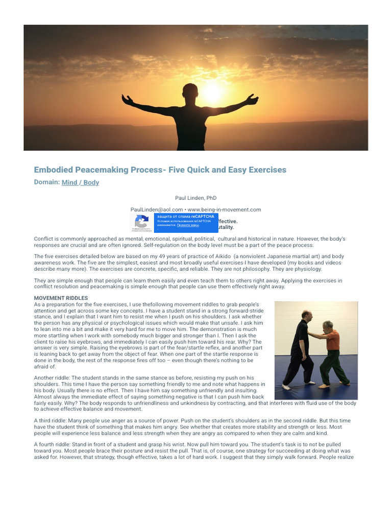 Embodied Peacemaking Process - Five Quick and Easy Exercises ...