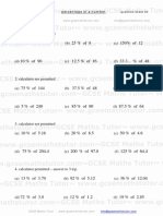 Percentages - Percentage of A Number Worksheet From GCSE Maths Tutor