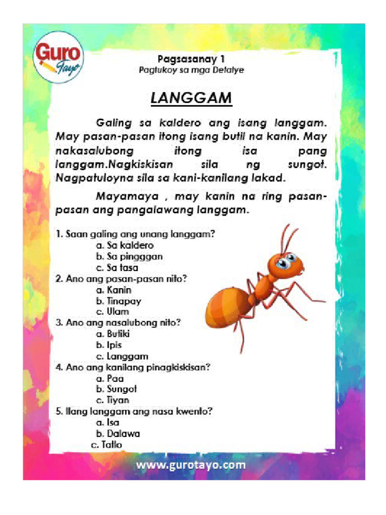 Pagsasanay Pagbasa | PDF