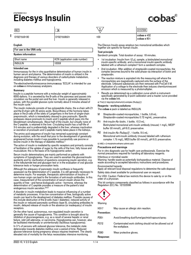Insert - Elecsys Insulin.07027559501.V2.en | PDF