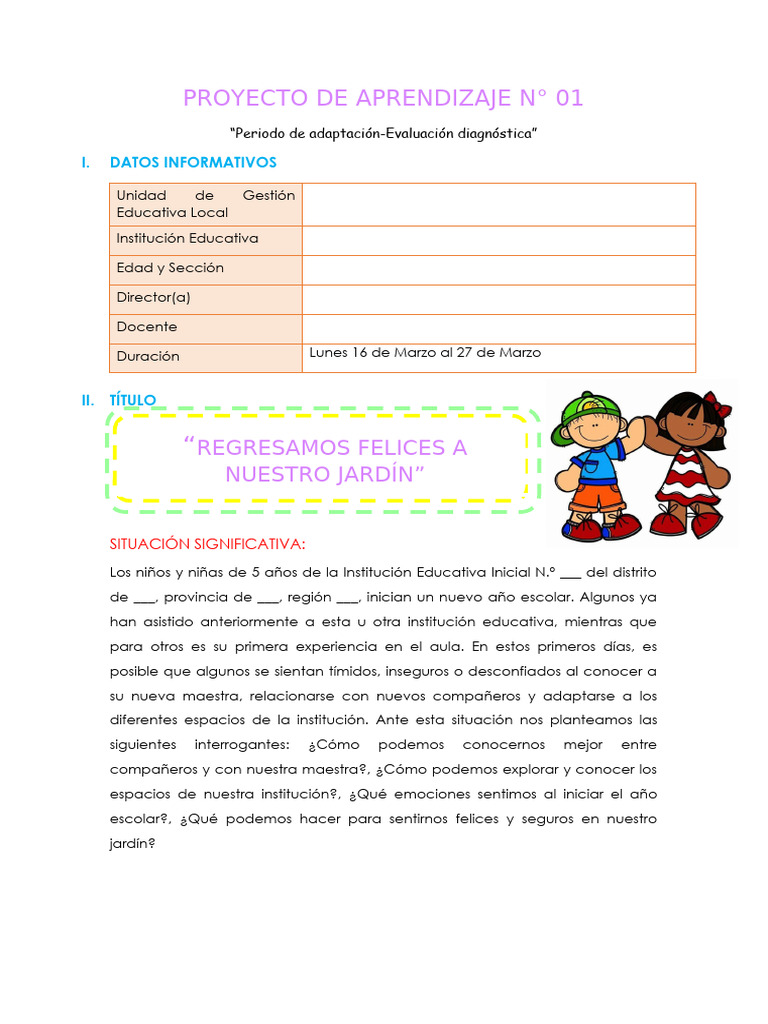 Proyecto de Aprendizaje #01 | PDF | Aprendizaje | Las emociones