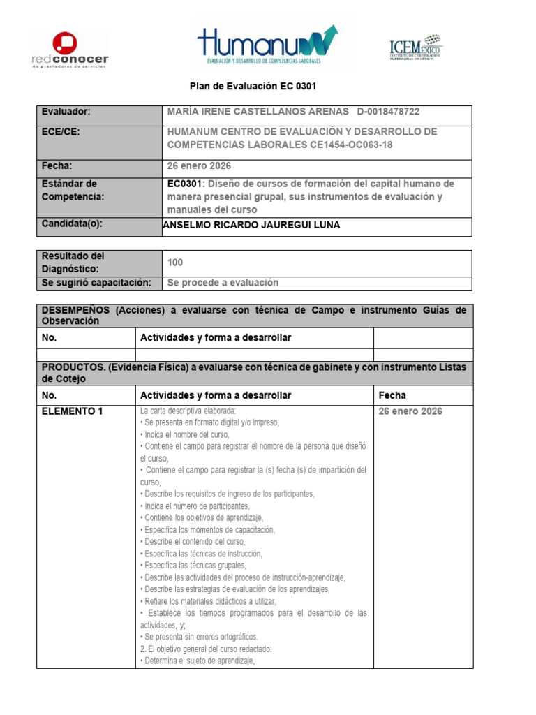 Plan de Evaluacion - 301 - 2025 | PDF | Evaluación | Aprendizaje