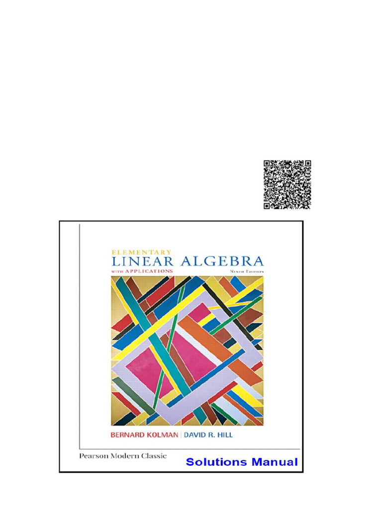 Elementary Linear Algebra With Applications 9th Edition Kolman ...